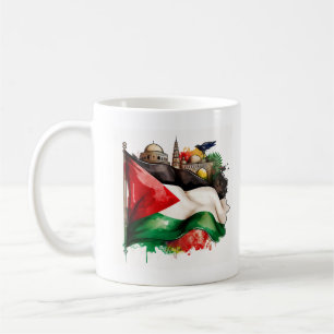 Caneca De Café Orgulho palestino com bandeira e marcos