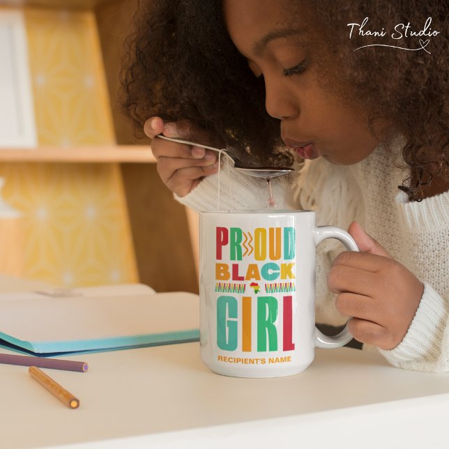 Caneca De Café Orgulhosa Black Girl Black History Month Family (Criador carregado)