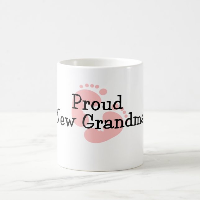 Caneca De Café Orgulhosa Nova Avó Bebê Menina Pegadas (Centro)
