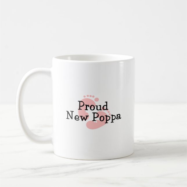 Caneca De Café Orgulhosa Nova Menina Bebê do Papai Pegadas (Esquerda)
