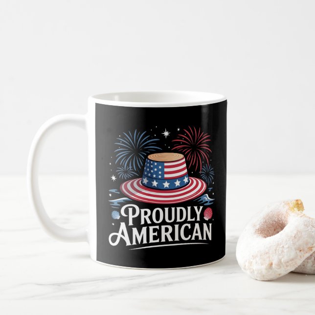 Caneca De Café Orgulhoso Americano - Patriotic Beach Sunhat (Com Donut)