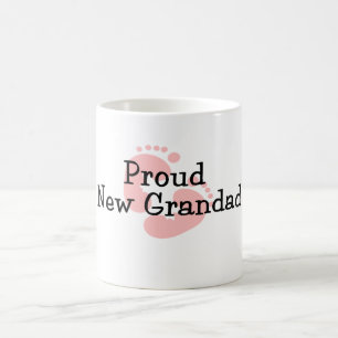 Caneca De Café Orgulhoso Novo Avô Pegadas de Bebê Menina