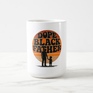 Caneca De Café Orgulhoso Pai Negro e Design de Pôr do Sol Retro