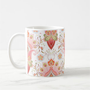 Caneca De Café Oriental Flair: Damask Peacock Paisley