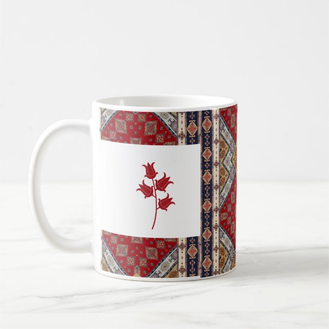 Caneca De Café Oriental Turco - Patterno Vermelho Mug com Tulipas (Esquerda)
