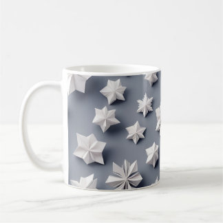 Caneca De Café Origami Art - Elegância Congelada:Flocos de Neve A