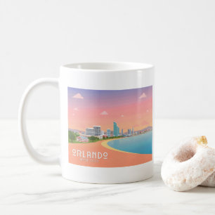 Caneca De Café Orlando Florida Coastline Cityscape Pastel Viagem