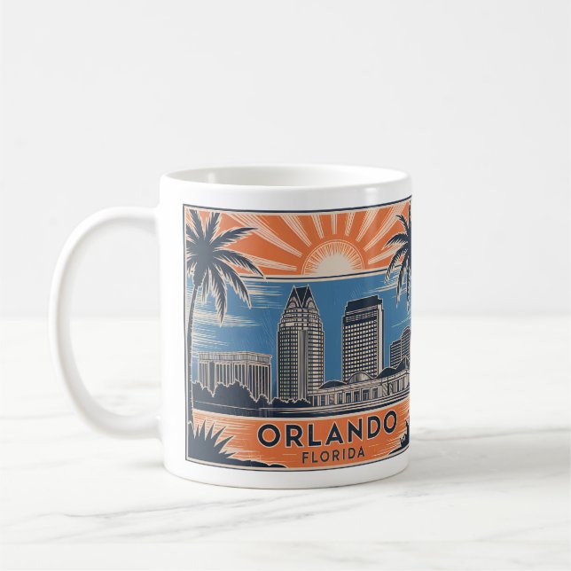 Caneca De Café Orlando Florida Skyline Médio Century Estilo Vinta (Esquerda)