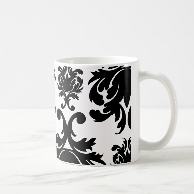 Caneca De Café ornamentado branco preto (Direita)