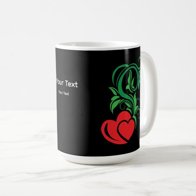 Caneca De Café Ornamental Floral Heart Tattoo  (Frente Esquerda)