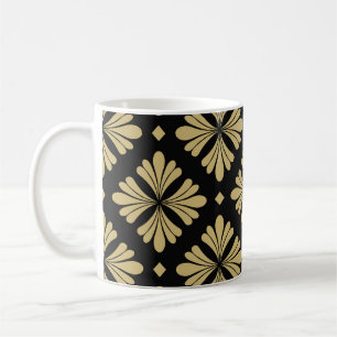 Caneca De Café Ornamento barroco, padrão de colheita floral.