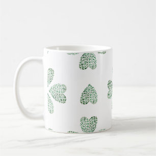 Caneca De Café Ornamento botânico verde, padrão de aquarela sem c