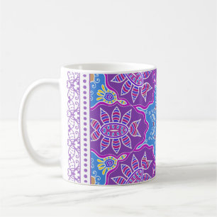 Caneca De Café Ornamento colorido decorativo sobre fundo branco,