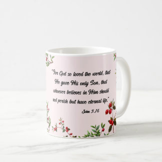 Caneca De Café Ornamento de Amoras de Natal Verso da bíblia