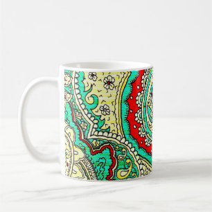 Caneca De Café Ornamento de arabesco neon: estilo anos 80.