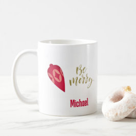 Caneca De Café Ornamento De Cor De Berry Festivo Seja Feliz