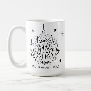 Caneca De Café Ornamento de Feriados de Tipografia de Saudações B
