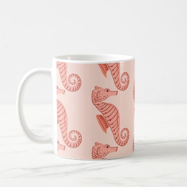 Caneca De Café Ornamento de rabo de cavalo: fundo rosa. (Esquerda)