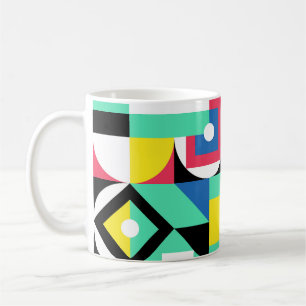 Caneca De Café Ornamento Decorativo de Formas Geométricas Colorid