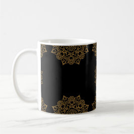Caneca De Café Ornamento Dourado das Flores de Mandala com padrão