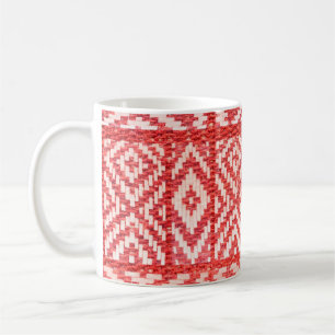 Caneca De Café ornamento étnico em têxteis de linho natural