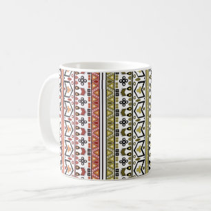Caneca De Café Ornamento étnico geométrico azeitona e marrom