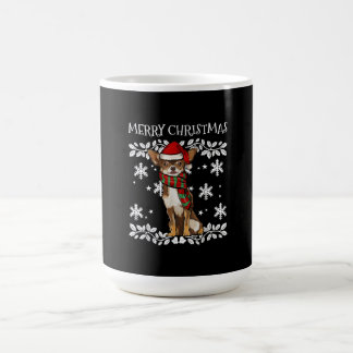 Caneca De Café Ornamento Feliz de Natal Brown Chihuahua Xmas