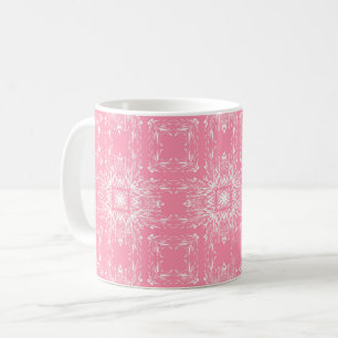 Caneca De Café Ornamento floral botânico rosa e branco