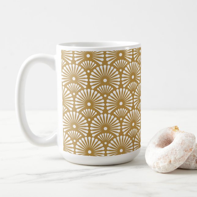 Caneca De Café Ornamento Floral Café Mug (Com Donut)