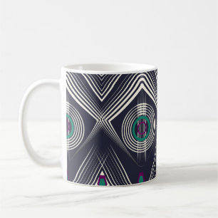 Caneca De Café Ornamento Geométrico Antiquado, Textura Na moda.