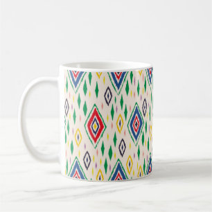 Caneca De Café Ornamento geométrico do folclore de Ikat com diama