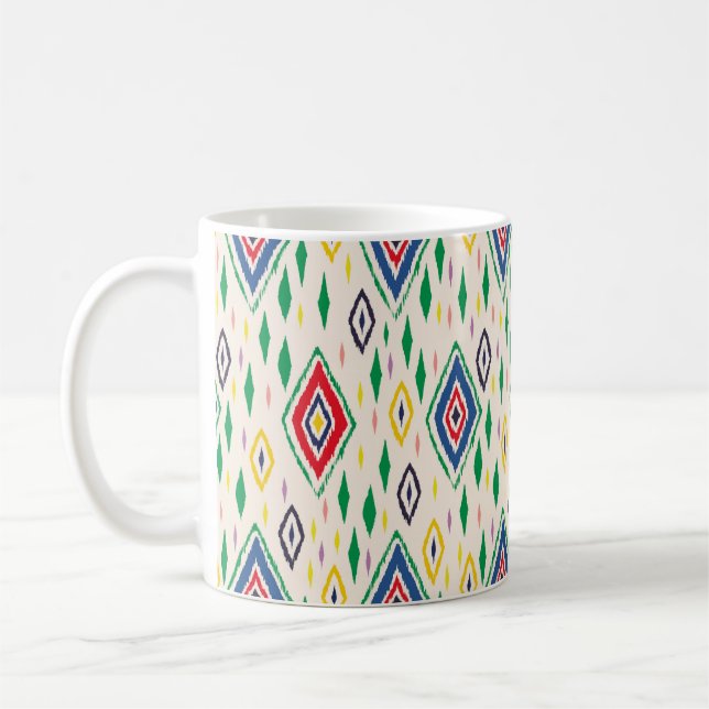 Caneca De Café Ornamento geométrico do folclore de Ikat com diama (Esquerda)