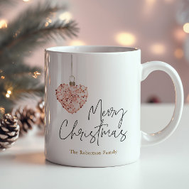 Caneca De Café Ornamento Mínimo do Coração de Natal