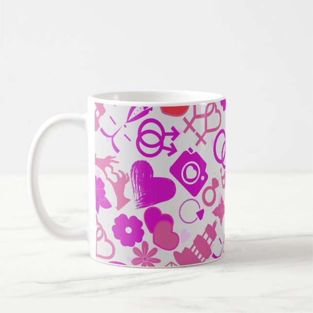 Caneca De Café Ornamentos de Casamento Rosa 03 (Esquerda)