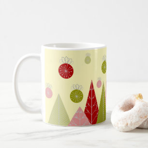 Caneca De Café Ornamentos e Árvores Natal