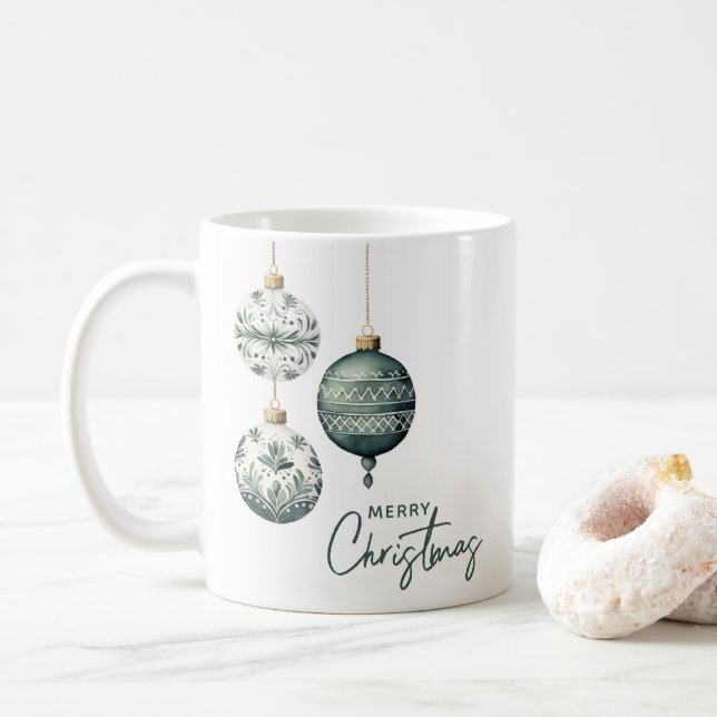 Caneca De Café Ornamentos modernos de estilo nórdico Feliz Natal (Com Donut)