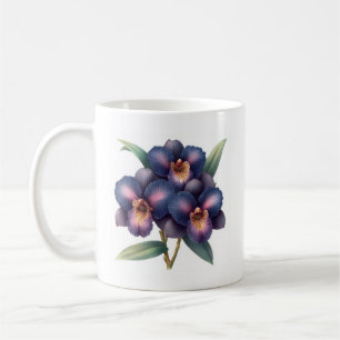 Caneca De Café Orquídea elegante azul e magenta