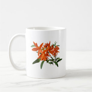 Caneca De Café Orquídea Epidendrum Laranja