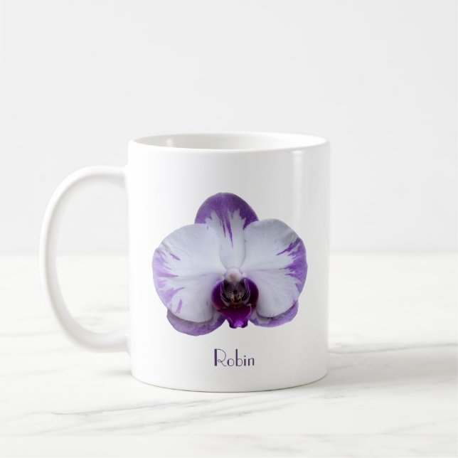 Caneca de Café Orquídea Lavanda e Branca (Esquerda)