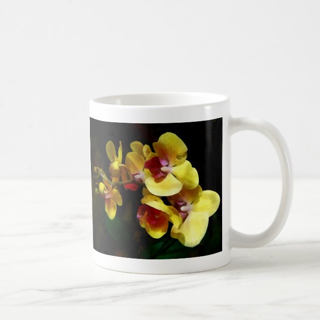 Caneca De Café Orquídeas Amarelas Sombra e Luz (Direita)