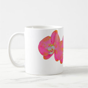 Caneca De Café Orquídeas cor-de-água rosa Elegante floral tropica