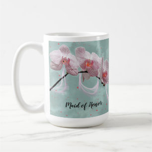 Caneca De Café Orquídeas Cor-de-rosa madrinha de casamento Fundo