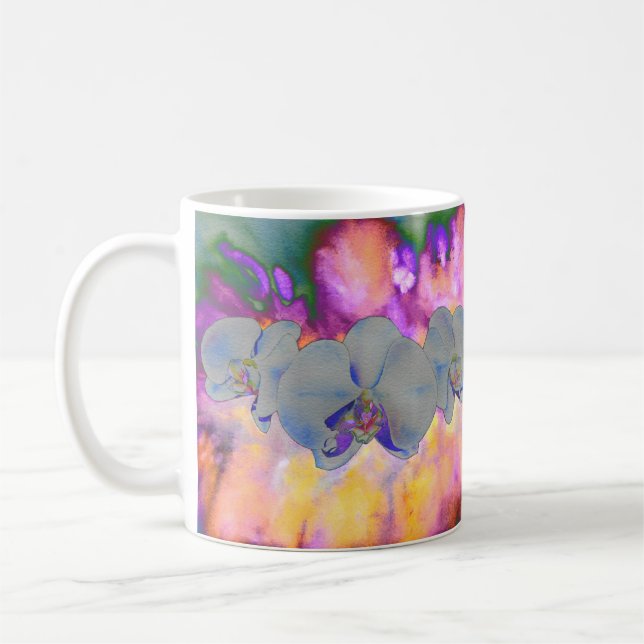 Caneca De Café Orquídeas florais tropicais abstrato (Esquerda)