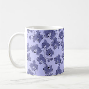 Caneca De Café Orquídeas sem costura, orquídeas, flores da fala