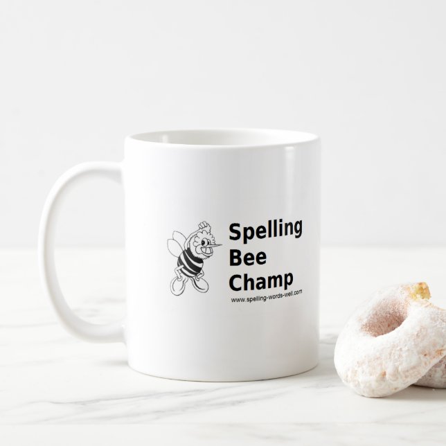 Caneca De Café Ortografia da abelha Champ Mug (Com Donut)
