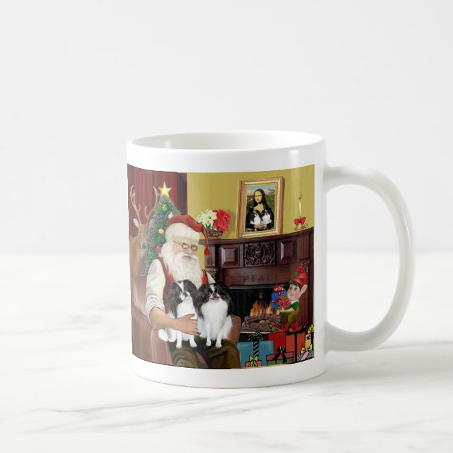 Caneca De Café Os 2 Japanese Chin do Papai Noel (Direita)