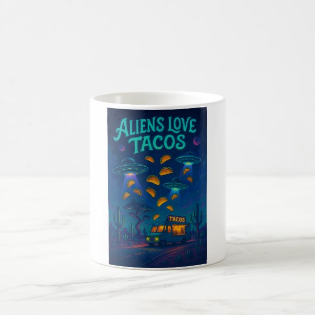Caneca De Café Os Alienígenas Amam Tacos (Centro)