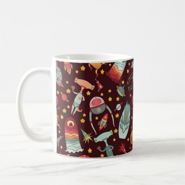 Caneca De Café Os aliens de desenho possuem um padrão perfeito. (Esquerda)