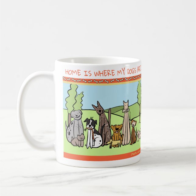 Caneca De Café Os amantes do cão agridem - Home é onde meus cães (Esquerda)