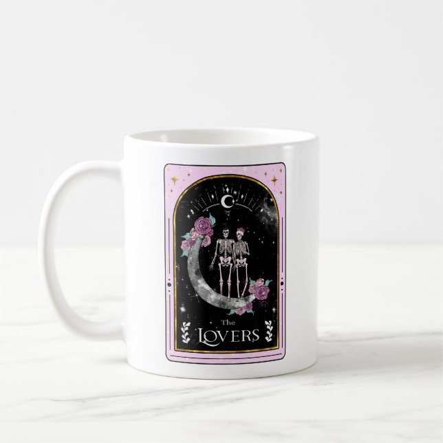 Caneca De Café Os Amantes Tarot Card Moon Pink Witchy Celestial (Esquerda)